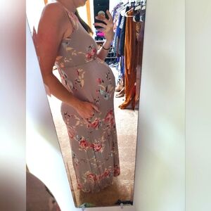 Maternity floor length floral dress. Size small.